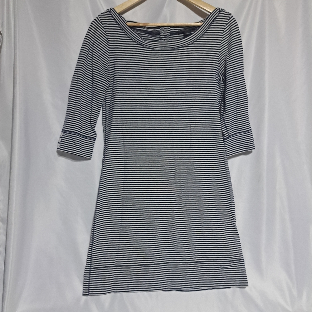 Banana Republic Womens Black White Stripe‎ 3/4 Sleeve Dress Size M EUC